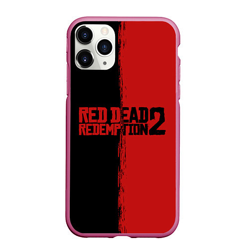 Чехол iPhone 11 Pro матовый RDD 2: Black & Red / 3D-Малиновый – фото 1