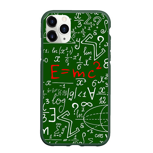 Чехол iPhone 11 Pro матовый E=mc2: Green Style / 3D-Темно-зеленый – фото 1