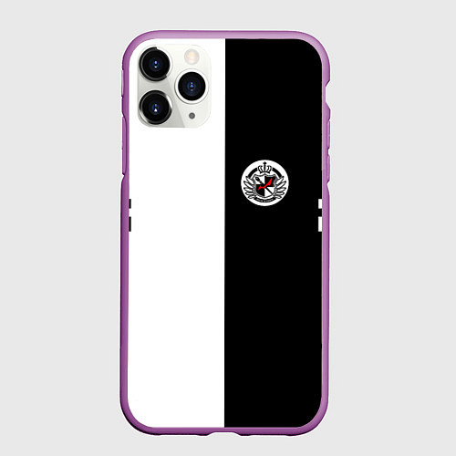 Чехол iPhone 11 Pro матовый Monokuma School / 3D-Фиолетовый – фото 1