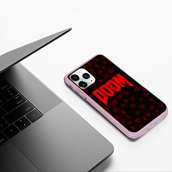 Чехол iPhone 11 Pro матовый DOOM: Hellish signs, цвет: 3D-розовый — фото 2