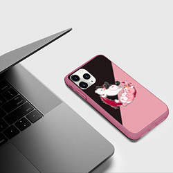 Чехол iPhone 11 Pro матовый MONOKUMA X MONOMI, цвет: 3D-малиновый — фото 2