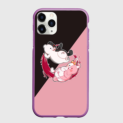 Чехол iPhone 11 Pro матовый MONOKUMA X MONOMI / 3D-Фиолетовый – фото 1
