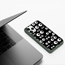 Чехол iPhone 11 Pro матовый Глазастый, цвет: 3D-темно-зеленый — фото 2