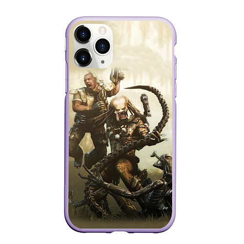 Чехол iPhone 11 Pro матовый Ярость хищника / 3D-Светло-сиреневый – фото 1