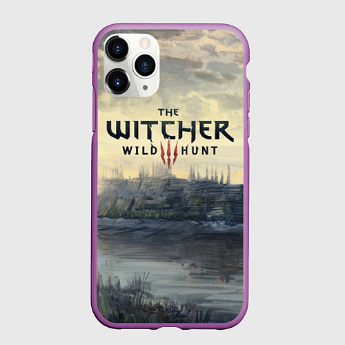 Чехол iPhone 11 Pro матовый The Witcher 3: Wild Hunt / 3D-Фиолетовый – фото 1