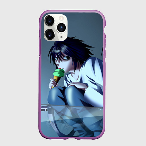 Чехол iPhone 11 Pro матовый L ест мороженое / 3D-Фиолетовый – фото 1