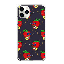 Чехол iPhone 11 Pro матовый Клубничный рок, цвет: 3D-белый