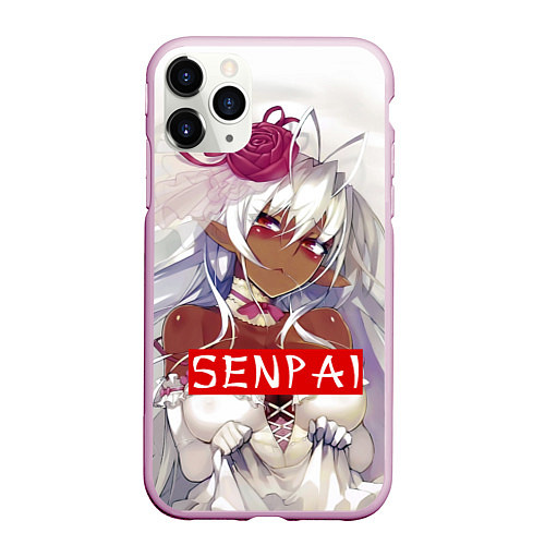 Чехол iPhone 11 Pro матовый Senpai: White Girl / 3D-Розовый – фото 1