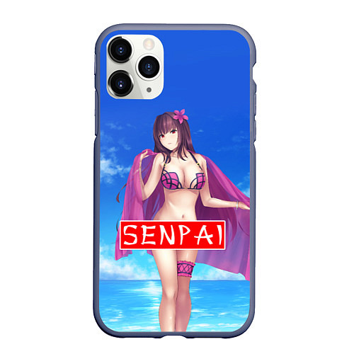 Чехол iPhone 11 Pro матовый Senpai: Summer Girl / 3D-Серый – фото 1