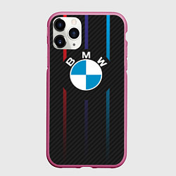 Чехол iPhone 11 Pro матовый BMW: Three Lines, цвет: 3D-малиновый