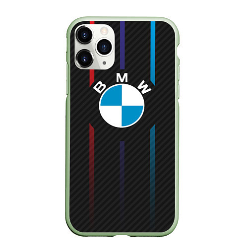 Чехол iPhone 11 Pro матовый BMW: Three Lines / 3D-Салатовый – фото 1