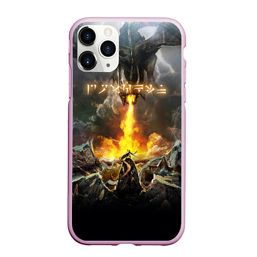 Чехол iPhone 11 Pro матовый TES: Dragon Flame / 3D-Розовый – фото 1