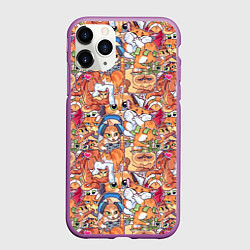 Чехол iPhone 11 Pro матовый Котобомбинг, цвет: 3D-фиолетовый