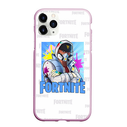 Чехол iPhone 11 Pro матовый Fortnite Street Art / 3D-Розовый – фото 1