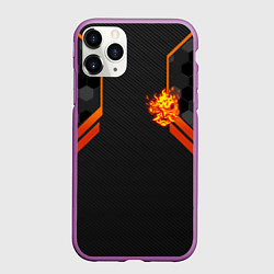 Чехол iPhone 11 Pro матовый Cyberpunk 2077: Samurai Flame, цвет: 3D-фиолетовый