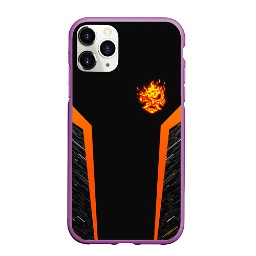 Чехол iPhone 11 Pro матовый Cyberpunk 2077: Samurai Style / 3D-Фиолетовый – фото 1