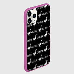 Чехол iPhone 11 Pro матовый GUSSI: Black Pattern, цвет: 3D-фиолетовый — фото 2