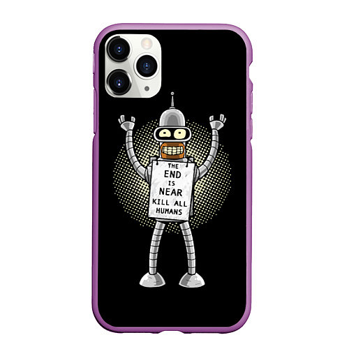 Чехол iPhone 11 Pro матовый Kill All Humans / 3D-Фиолетовый – фото 1