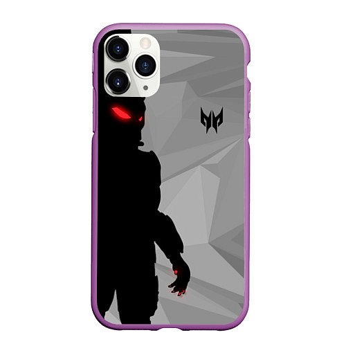 Чехол iPhone 11 Pro матовый Силуэт хищника / 3D-Фиолетовый – фото 1