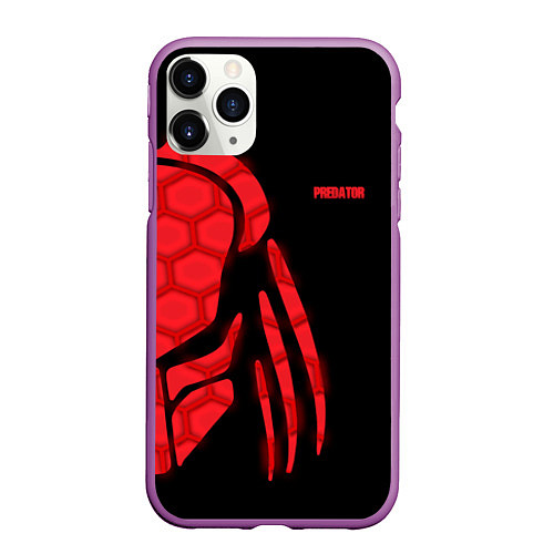 Чехол iPhone 11 Pro матовый Predator: Red Light / 3D-Фиолетовый – фото 1