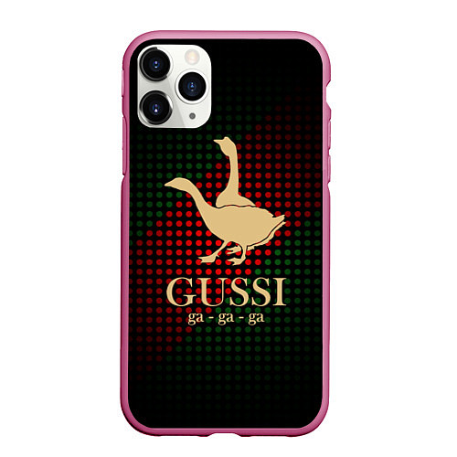 Чехол iPhone 11 Pro матовый GUSSI EQ Style / 3D-Малиновый – фото 1