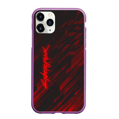 Чехол iPhone 11 Pro матовый Cyberpunk 2077: Red Breaks / 3D-Фиолетовый – фото 1