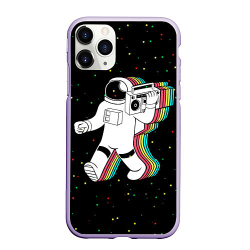 Чехол iPhone 11 Pro матовый Космонавт с магнитофоном / 3D-Светло-сиреневый – фото 1