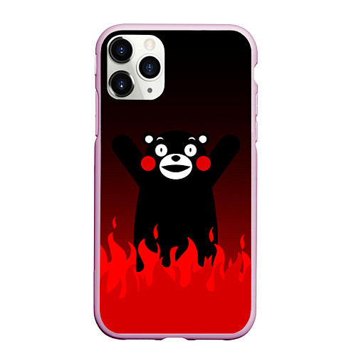 Чехол iPhone 11 Pro матовый Kumamon: Hell Flame / 3D-Розовый – фото 1