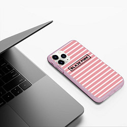 Чехол iPhone 11 Pro матовый Black Pink: Striped Geometry, цвет: 3D-розовый — фото 2