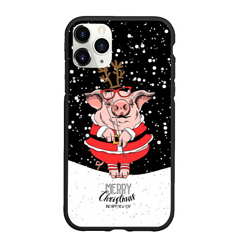 Чехол iPhone 11 Pro матовый Merry Christmas 2019 / 3D-Черный – фото 1