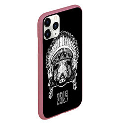 Чехол iPhone 11 Pro матовый Кабан-индеец 2019, цвет: 3D-малиновый — фото 2