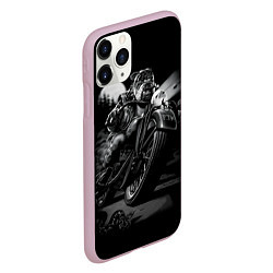 Чехол iPhone 11 Pro матовый Бульдог-байкер, цвет: 3D-розовый — фото 2