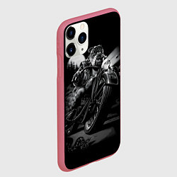 Чехол iPhone 11 Pro матовый Бульдог-байкер, цвет: 3D-малиновый — фото 2