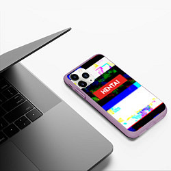 Чехол iPhone 11 Pro матовый Hentai Glitch 3, цвет: 3D-сиреневый — фото 2