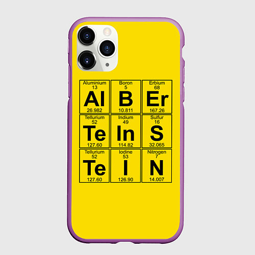 Чехол iPhone 11 Pro матовый Альберт Эйнштейн / 3D-Фиолетовый – фото 1