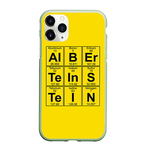 Чехол iPhone 11 Pro матовый Альберт Эйнштейн / 3D-Салатовый – фото 1