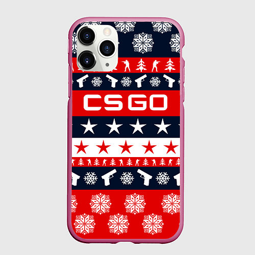 Чехол iPhone 11 Pro матовый CS:GO New Year / 3D-Малиновый – фото 1
