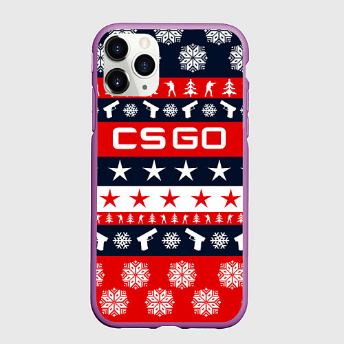 Чехол iPhone 11 Pro матовый CS:GO New Year / 3D-Фиолетовый – фото 1