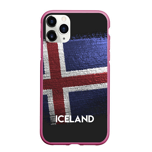 Чехол iPhone 11 Pro матовый Iceland Style / 3D-Малиновый – фото 1