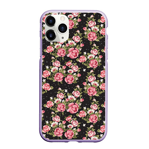 Чехол iPhone 11 Pro матовый Брендовые цветы / 3D-Светло-сиреневый – фото 1