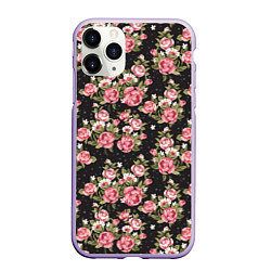 Чехол iPhone 11 Pro матовый Брендовые цветы, цвет: 3D-светло-сиреневый