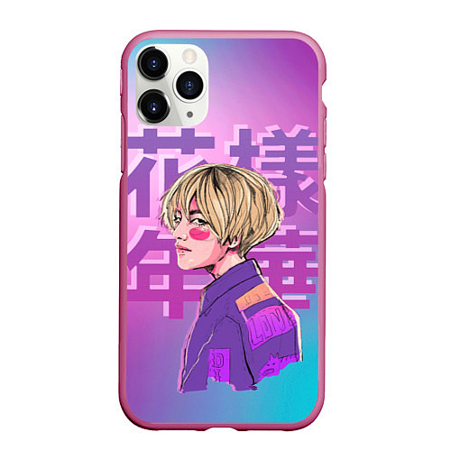 Чехол iPhone 11 Pro матовый Taehyung BTS / 3D-Малиновый – фото 1
