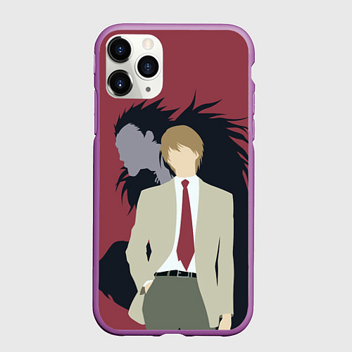Чехол iPhone 11 Pro матовый Тетрадь смерти - Лайт и Рюк / 3D-Фиолетовый – фото 1