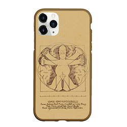 Чехол iPhone 11 Pro матовый Гомер Да Винчи, цвет: 3D-коричневый