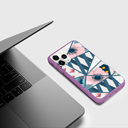Чехол iPhone 11 Pro матовый Нежная геометрия, цвет: 3D-фиолетовый — фото 2