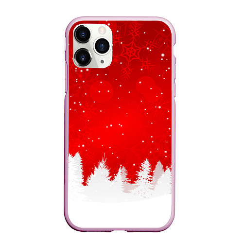 Чехол iPhone 11 Pro матовый Christmas pattern / 3D-Розовый – фото 1