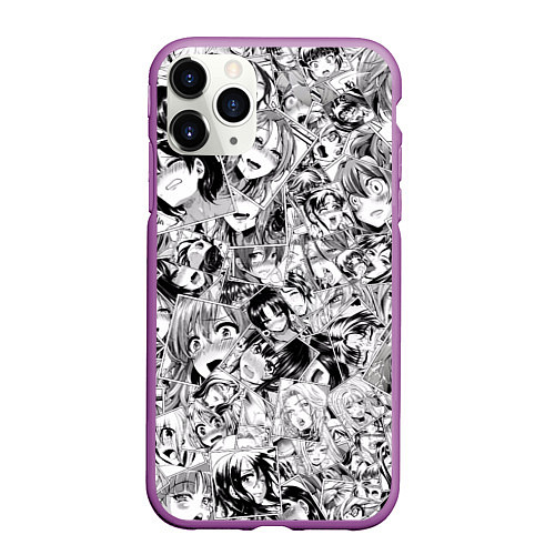 Чехол iPhone 11 Pro матовый Manga Ahegao / 3D-Фиолетовый – фото 1