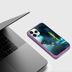 Чехол iPhone 11 Pro матовый Cyberpunk 2077: Techno, цвет: 3D-фиолетовый — фото 2