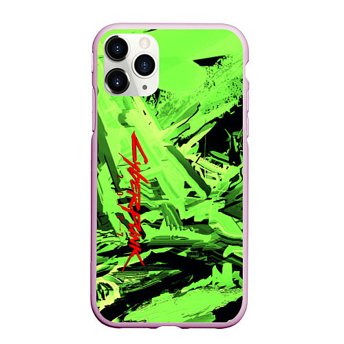 Чехол iPhone 11 Pro матовый Cyberpunk 2077: Green Breaks / 3D-Розовый – фото 1