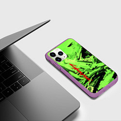 Чехол iPhone 11 Pro матовый Cyberpunk 2077: Green Breaks, цвет: 3D-фиолетовый — фото 2
